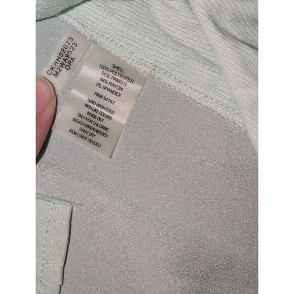 Calvin Klein Women's Mint Green Button-Up Blouse with Roll Tab Sleeves - Picture 6 of 12